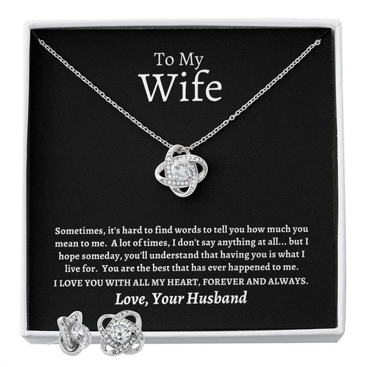 Love Knot Earring and Necklace Set | To My Wife Soulmate Love From You Husband