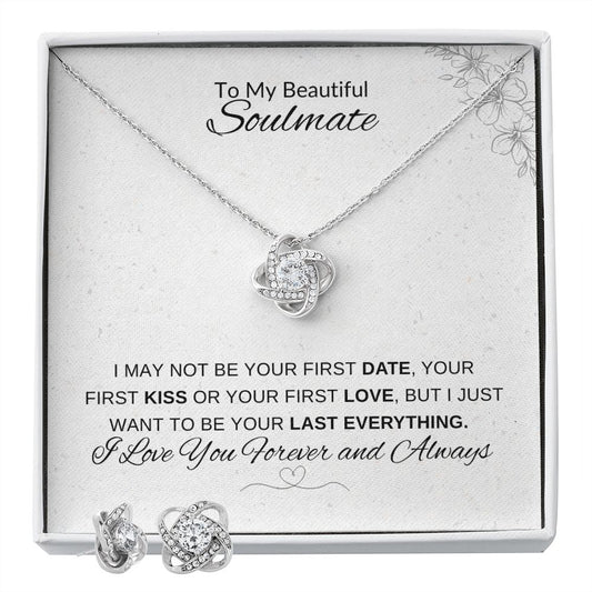 TO MY BEAUTIFUL SOULMATE | LOVE KNOT EARRING AND NECKLACE
