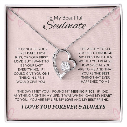 Forever Love Necklace | Pink Hearts | To My Beautiful Soulmate I Love You Forever